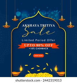 Vector illustration of Happy Akshaya Tritiya Sale social media feed template
