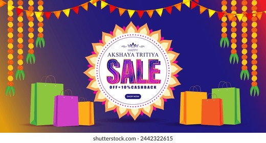 Vector illustration of Happy Akshaya Tritiya Sale social media feed template