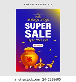 Vector illustration of Happy Akshaya Tritiya Sale social media feed A4 template