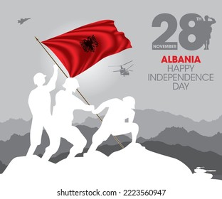 Vector illustration of happy Albania independence day banner