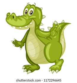 Vector Illustration of a Happy Alligator. Cute Cartoon Crocodile Dancing Isolated on a White Background. Happy Animals Set