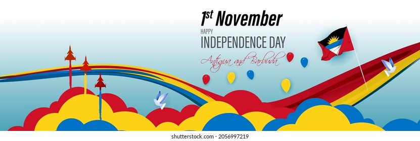 Vector illustration of happy Antigua Barbuda independence day