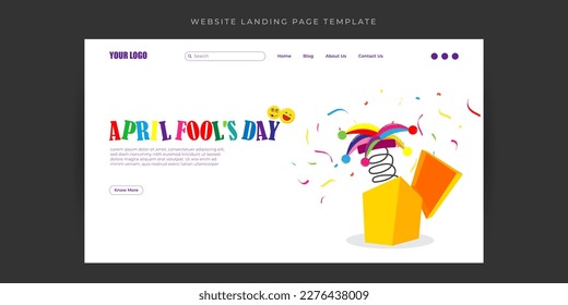 Vector illustration of Happy April Fools' Day Website landing page banner mockup Template