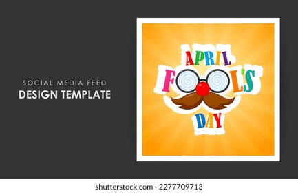 Vector illustration of Happy April Fools' Day social media story feed mockup template