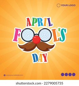 Vector illustration of happy april fools' day social media story feed mockup template