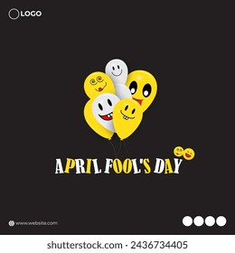 Vector illustration of Happy April Fools Day social media feed template