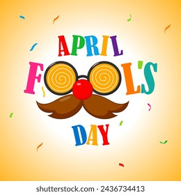 Vector illustration of Happy April Fools Day social media feed template