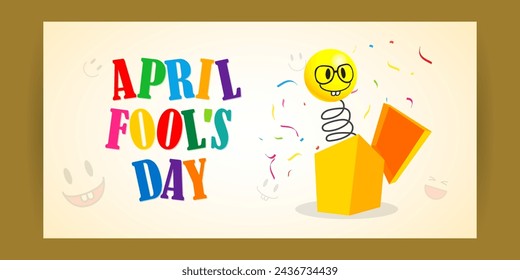 Vector illustration of Happy April Fools Day social media feed template