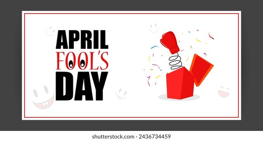 Vector illustration of Happy April Fools Day social media feed template