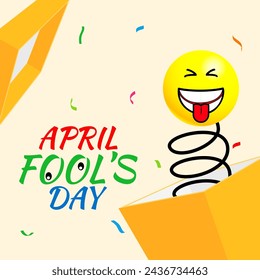 Vector illustration of Happy April Fools Day social media feed template