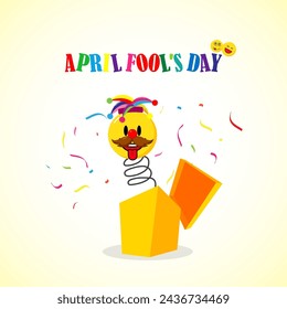 Vector illustration of Happy April Fools Day social media feed template