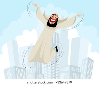 Vector illustration of a happy arab man