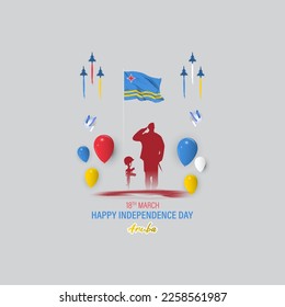 Vector illustration for happy Aruba independence day banner