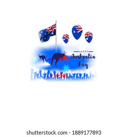 Vector illustration of Happy Australia day poster, Australia flag, kangaroo, banner template for websites, greeting.