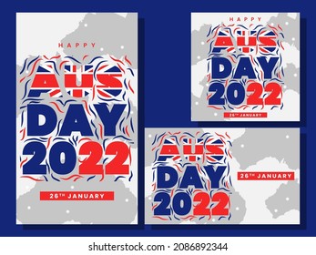Vector illustration happy Australia day social media banner template concept collection. 26th January Australia day. Suitable for Greeting card, social media story, poster and banner.