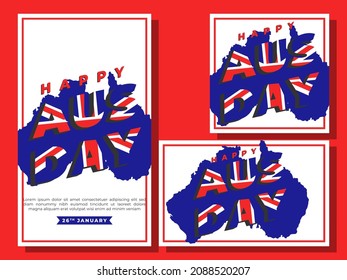Vector illustration happy Australia day social media banner template concept collection. 26th January Australia day. Suitable for Greeting card, social media story, poster and banner.