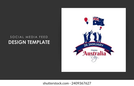 Vector illustration of Happy Australia Day social media feed template