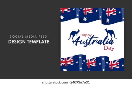 Vector illustration of Happy Australia Day social media feed template