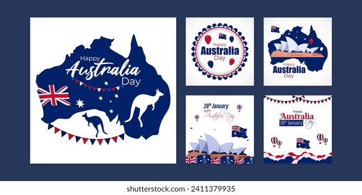 Vektorgrafik von Happy Australia Day Social Media Feed Template