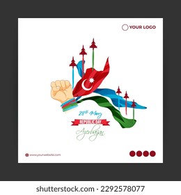 Vector illustration for Happy Azerbaijan Republic day social media story feed set mockup template poster banner