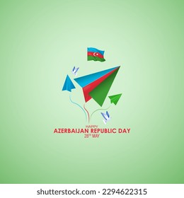 Vector illustration for Happy Azerbaijan Republic day social media story feed set mockup template poster banner