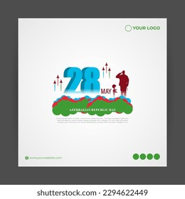 Vector illustration for Happy Azerbaijan Republic day social media story feed set mockup template poster banner