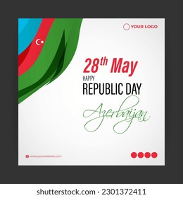 Vector illustration for Happy Azerbaijan Republic day social media story feed set mockup template poster banner