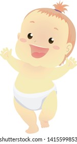 Vector Illustration of a  Happy Baby learning to walk