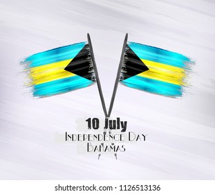 Vector illustration of Happy Bahamas Independence Day 11 July. Flag isolated on gray background.