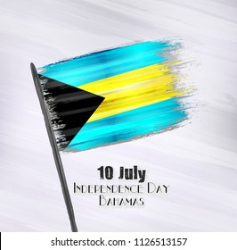 Vector illustration of Happy Bahamas Independence Day 11 July. Flag isolated on gray background.