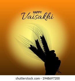 Vector Illustration Of Happy Baisakhi Celebration. Vaisakhi, also known as Baisakhi festival in Hinduism and Sikhism. Couple dancing.