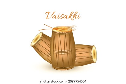 Vector Illustration Of Happy Baisakhi Celebration. Vaisakhi, also known as Baisakhi festival in Hinduism and Sikhism.