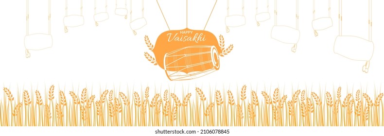 Vector Illustration Of Happy Baisakhi Celebration. Vaisakhi, also known as Baisakhi festival in Hinduism and Sikhism. 