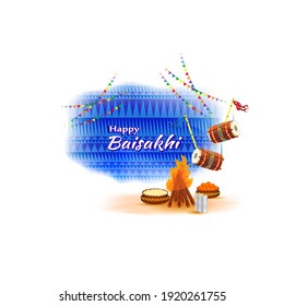 Vector illustration for happy Baisakhi, Indian punjabi festival with festival theme elements.