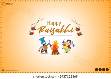 Vector illustration of Happy Baisakhi social media feed template
