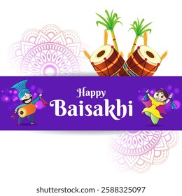 Vector illustration of Happy Baisakhi social media template