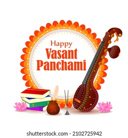 Vector Illustration Of Happy Basant Panchami Banner, Indian Festival