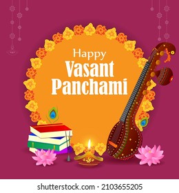Vector illustration of Happy Basant Panchami banner, Indian festival