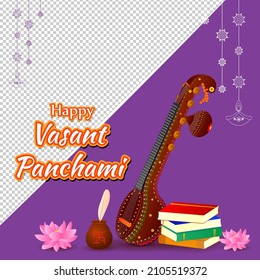 Vector illustration of Happy Basant Panchami banner, Indian festival