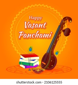 Vector illustration of Happy Basant Panchami banner, Indian festival