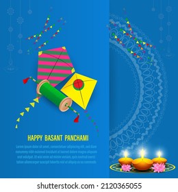 Vektorgrafik von Happy Basant Panchami Banner, indisches Festival