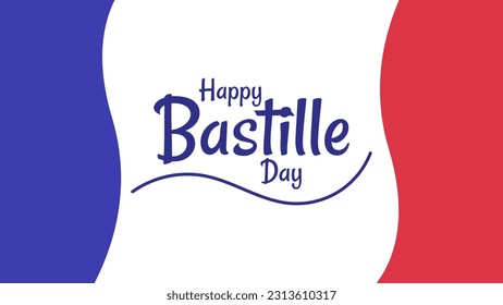 Ilustración vectorial del Feliz Día de la Bastilla con bandera francesa en diseño plano