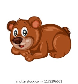 Vector Illustration of a Happy Bear. Cute Cartoon Bear Lying Isolated on a White Background. Happy Animals Set