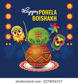 vector illustration of Happy Bengali New Year, Pohela Boishakh, Suvo Noboborsho