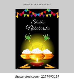 Vector illustration of Happy Bengali New Year social media story feed mockup template
