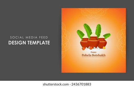 Vektor-Illustration von Happy Bengali New Year Social Media Feed-Vorlage