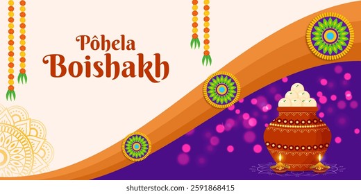 Vector illustration of Happy Bengali New Year social media template