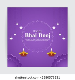 Vector illustration of Happy Bhai Dooj social media feed set template written hindi text bhai dooj 