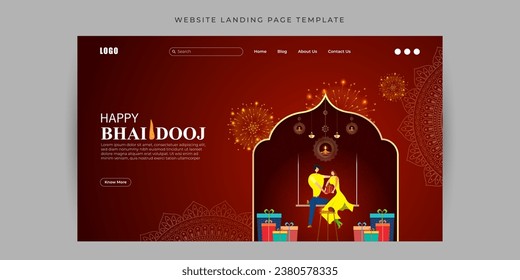 Vector illustration of Happy Bhai Dooj social media feed set template written hindi text bhai dooj 