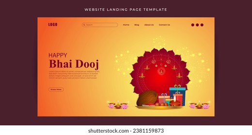 Vector illustration of Happy Bhai Dooj social media feed set template written hindi text bhai dooj 